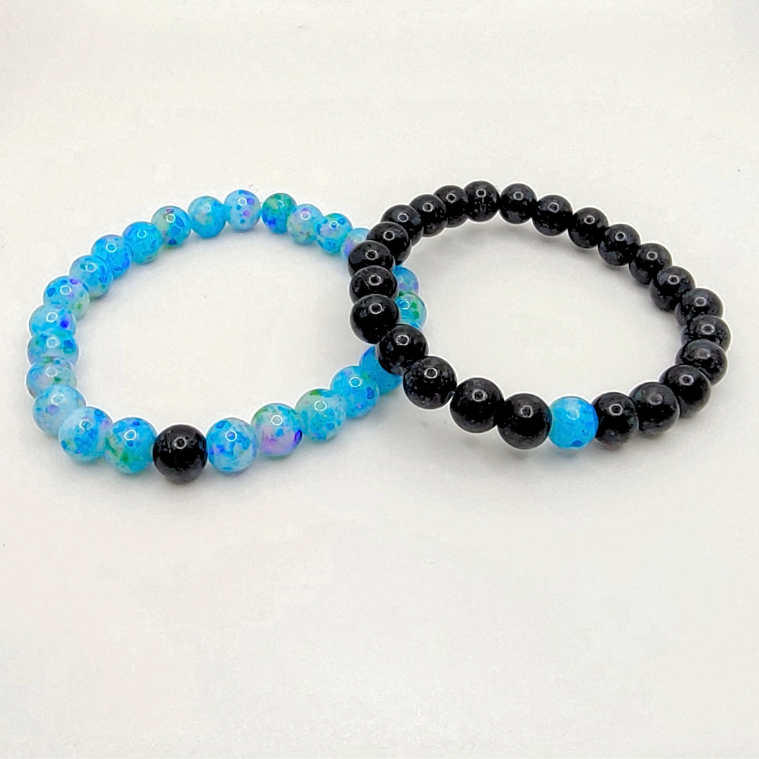 Blue & Black Couple Bracelets Set