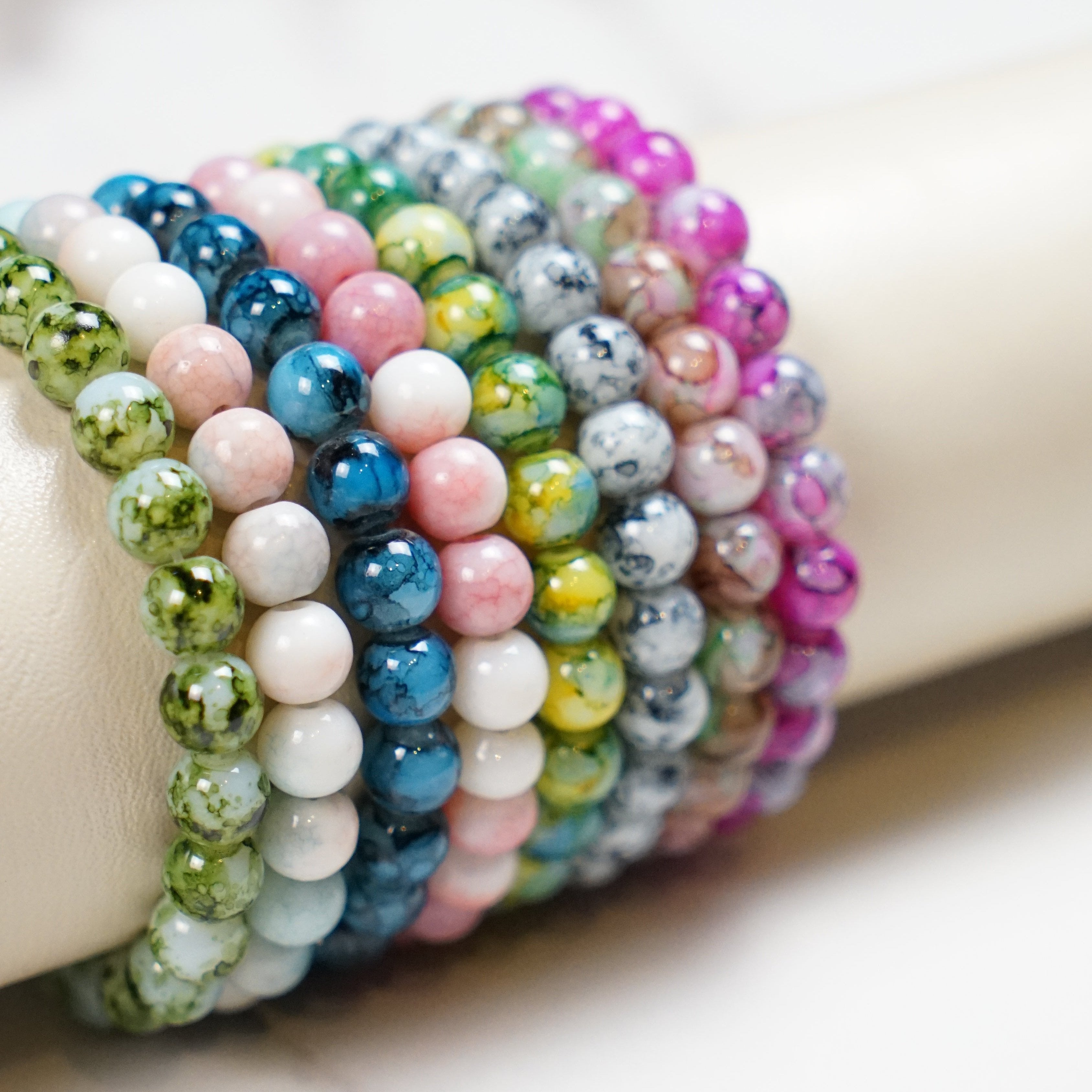 8 Stone Beaded Bracelets Set