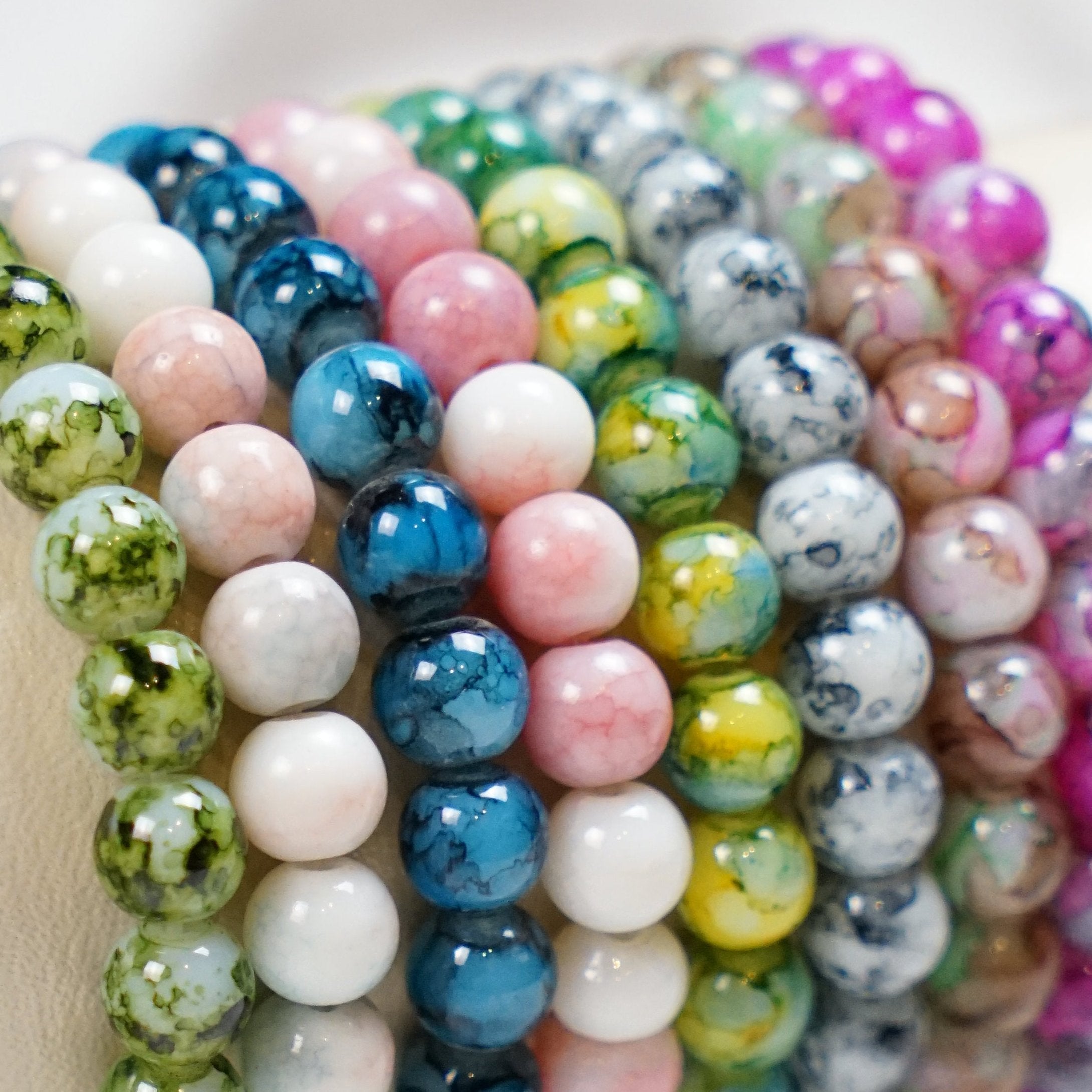 8 Stone Beaded Bracelets Set