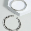Men Chain Bracelet & Roman Numerals Bangle