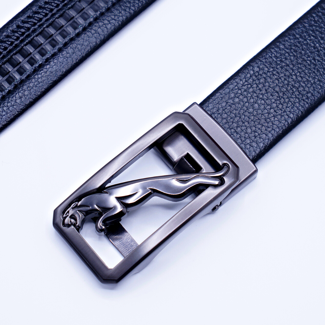 Tiger Matte Black Leather Belt