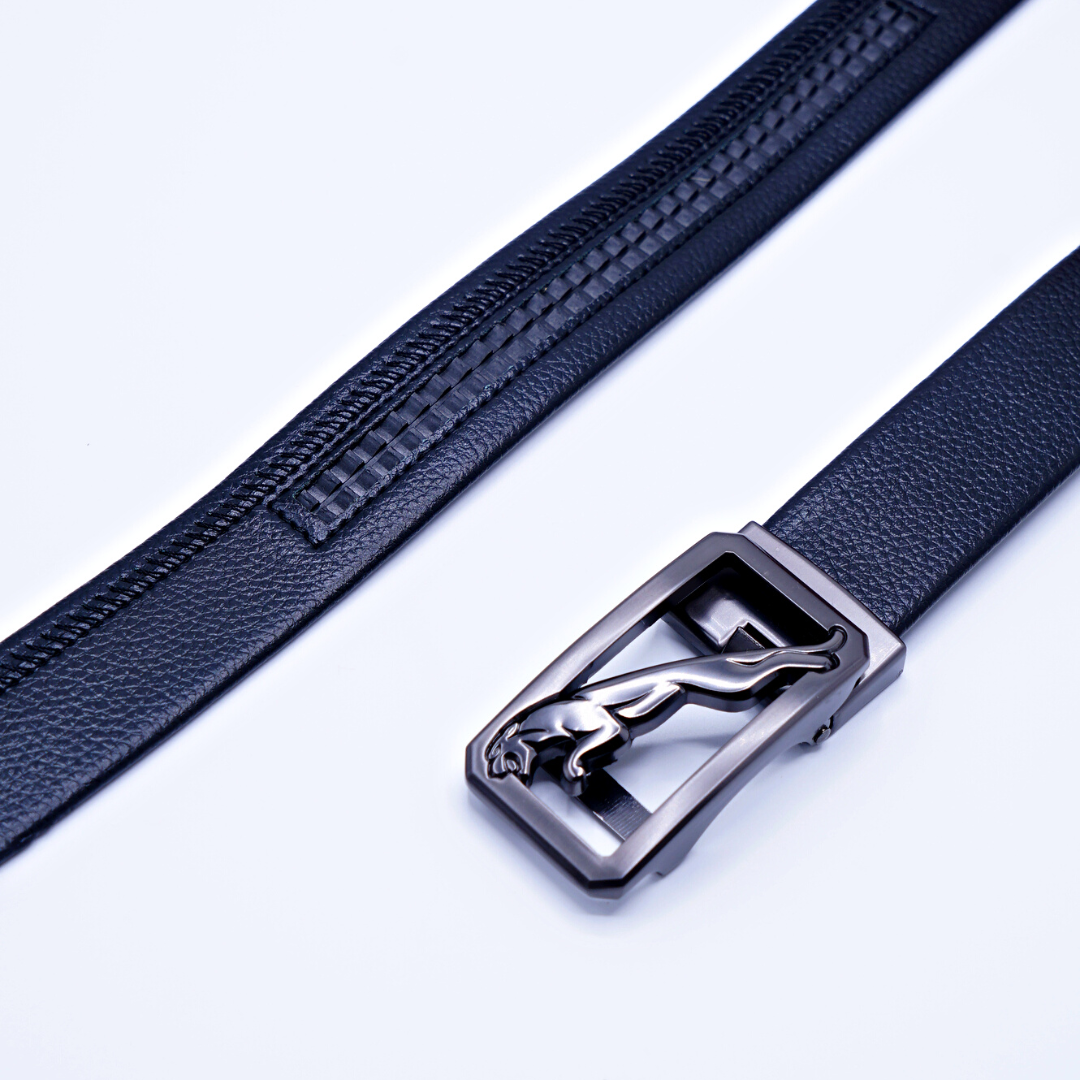Tiger Matte Black Leather Belt