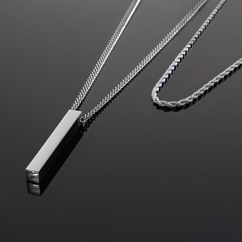 Bar & Rope Necklace Set (Silver)